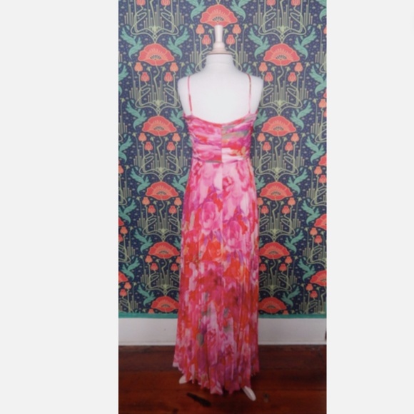 Xscape Pink Accordion Pleated Floral Colorful Evening Gown Formal Dress Nwt - Picture 7 of 7